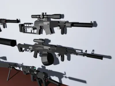 Russian low-poly gun pack Low-poly 3D model