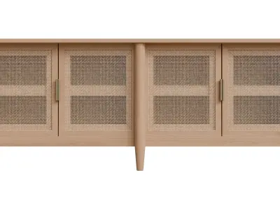 Wood And Cane Media Console Low-poly 3D model