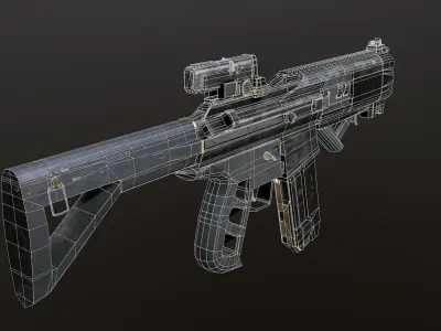 3D Futuristic Weapon Low and High Low-poly 3D model