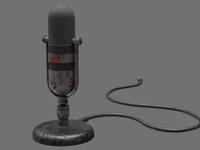 Retro Microphone 1B Low-poly 3D model