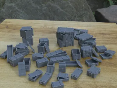 REALISTIC MILITARY CRATES FOR WAR TERRAIN 1-35 SUPPORTED STL 3D print model
