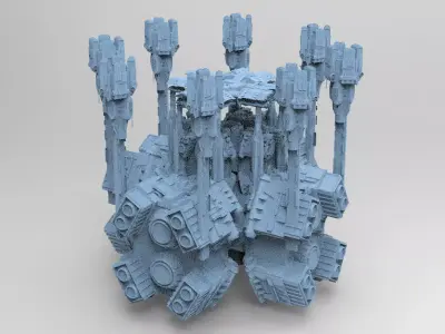 Dark Elven Sci-Fi Dome Arch Tower City base 1  3D model