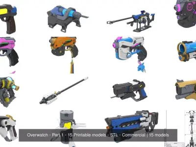 Overwatch - Part 1 - 15 Printable models - STL - Commercial 3D Model Pack