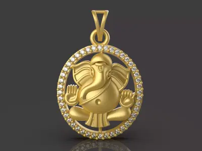 Round Ganesh Pendant - 0056 3D print model