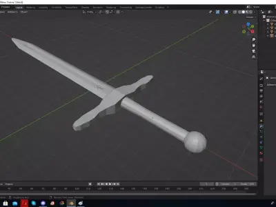 Blender Low-poly 3D Sword Low-poly 3D model