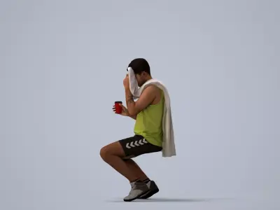 00533Levi004 - Adult Caucasian man sitting in sportswear with 3D model