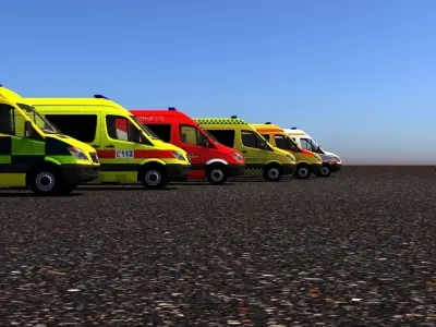 Mercedes-Benz Sprinter 311CDI Ambulance Vehicle 3D Model Pack