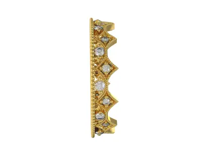 Antique Diamond Crown Wedding Eternity Band 3D print model
