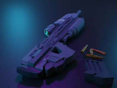 Halo Reach assault rifle low poly  3D model