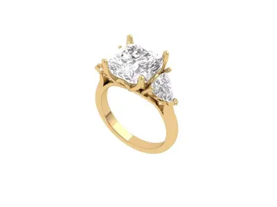 Cushion 3 Stone Ring 3D print model