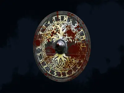 Viking Shield 3 - Bloody Low-poly 3D model