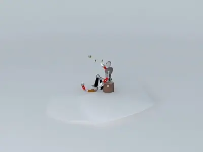 Robot snowman in snow Free 3D model