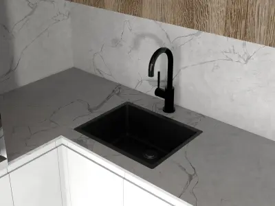 Kitchen modern with wooden cabinets 3D model