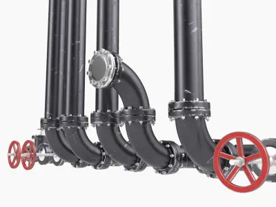 Pipeline3 pipes and valves  3D model
