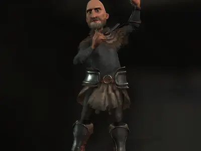 Viking Bold Dwarf Warrior Character Animated 3D model