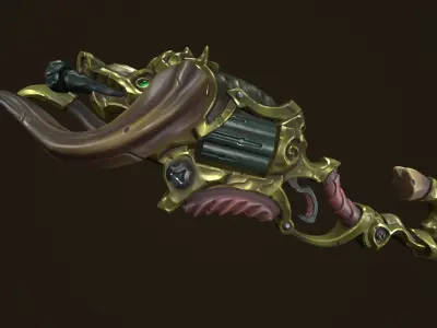 Modular stylized bull rifle shotgun revolver Low-poly 3D model