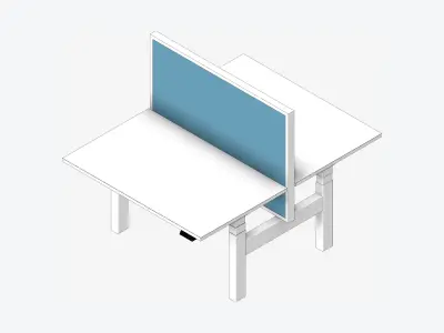 Desk - Adjustable - Integral - 3 Column - Double Low-poly 3D model
