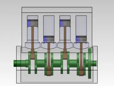 4 Cylinder Inline Assembly Free 3D model