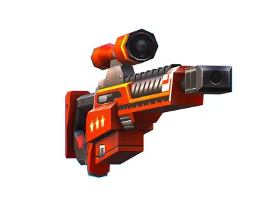 LowPoly Cartoon Sci-Fi Sniper Rifle Future Low-poly 3D model 4
