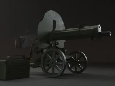 maxim gun Low-poly 3D model