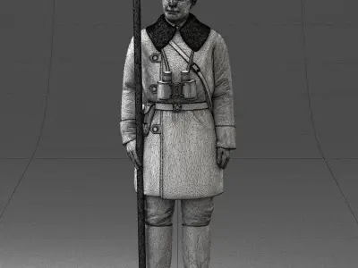 000108 Soviet Guard Soldier in Winter Uniform 0116 3dp 3D print model