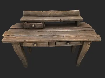 Medieval Lab table Low-poly 3D model