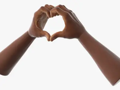 Black Male Hands in Heart Symbol Pose 3D model