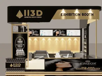 Exhibition Stand Stall Three Side Open 6X6 3D model