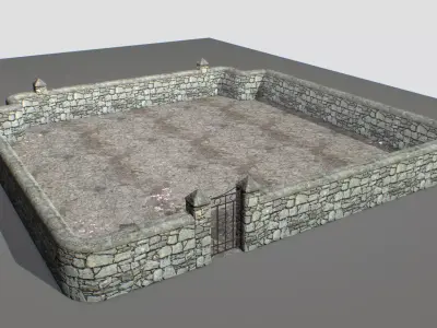 Stone wall pack 3 Low-poly 3D model