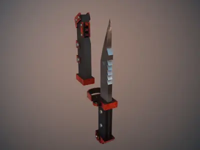 Stylized LowPoly Knife and Case  Free low-poly 3D model