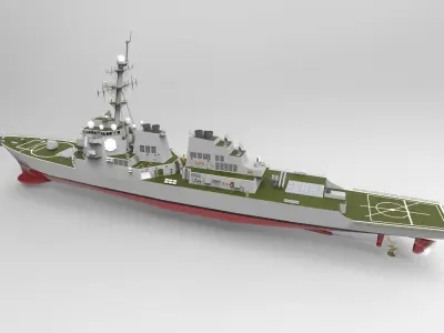 ddg51 Ship Arleigh Burke class destroyer  Low-poly 3D model