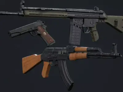 Low poly Guns Pack Low-poly 3D model purchase