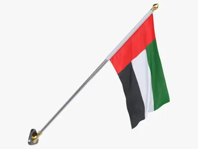 United Arab Emirates Cloth Flag Wall Mount Animated 3D model