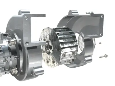 Industrial Centrifugal Blower Fan - Animated 3D model