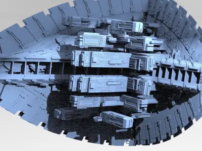 Alien Inquisitor Grand Ship Delta Base 3D model