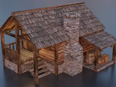 Wooden House A Low-poly 3D model
