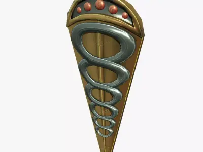 Stylized Brass and Steel Kite Shield Low-poly 3D model