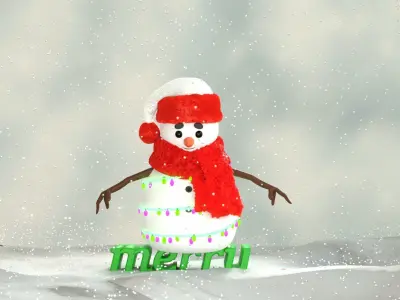 Animated Snowman and Merry Christmas 3D model