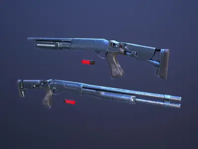 CM353 Shotgun Game Ready 5 Textures Low-poly 3D model Low-poly 3D model