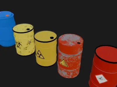 Barrel Collection  Low-poly 3D model
