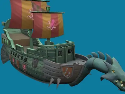 Dragon Ship Hand-Painted Low-poly 3D model