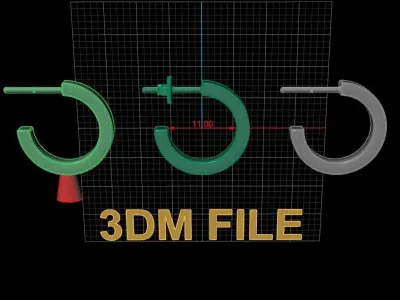 Earring Hoop Box Opened Back 11mm inside Width 3D print model