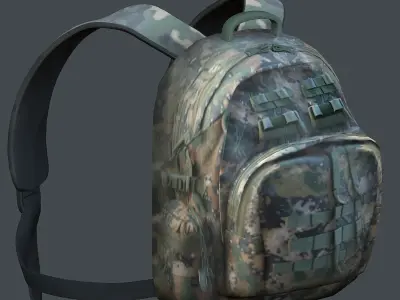 Backpack Camping Generic military human bag storqge baggage Low-poly 3D model 9