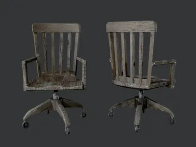 10 Antique Desk Chair Game Ready Low-poly 3D model