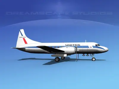 Convair CV-340 United Airlines 3D model