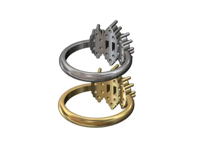 Antique clusters diamond baguette ring Us sizes 7 8 3D print model