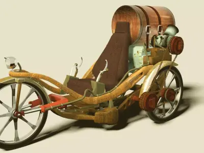 Tricycle steam powered bicycle 3D model