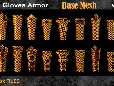 40 Gloves Armor Basemesh vol19 Low-poly 3D model