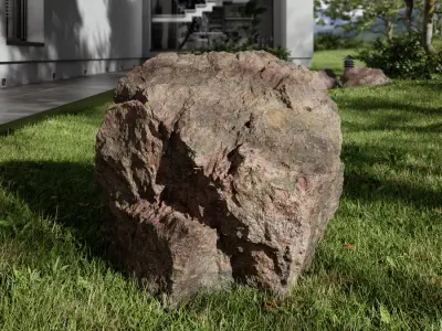  Rippled Large Rock Boulder Model, Mottled Red 