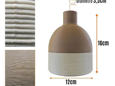 Two-part textured bottle vase 3D print model
